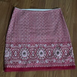 Elie Tahari Red Floral Rhinestone Embellished‎ Motif Size M/P Bohemian Festive